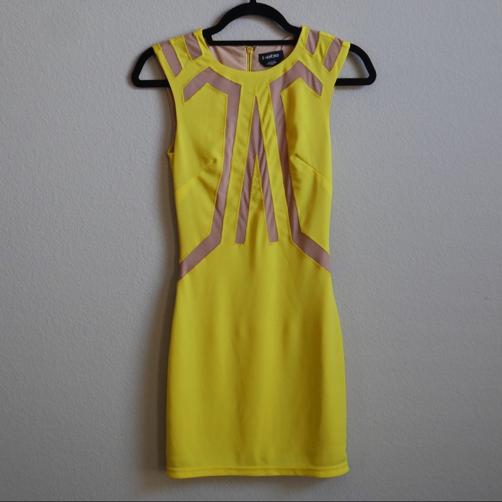 SOLD🙂 Bebe Dress XXS sheer panel bodycon